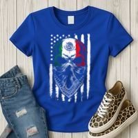Skull Patriotic Mexican American Aztec Day of the Dead  Women's T-Shirt thumb 3