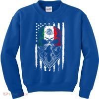 Skull Patriotic Mexican American Aztec Day of the Dead  Kids Sweatshirt thumb 0