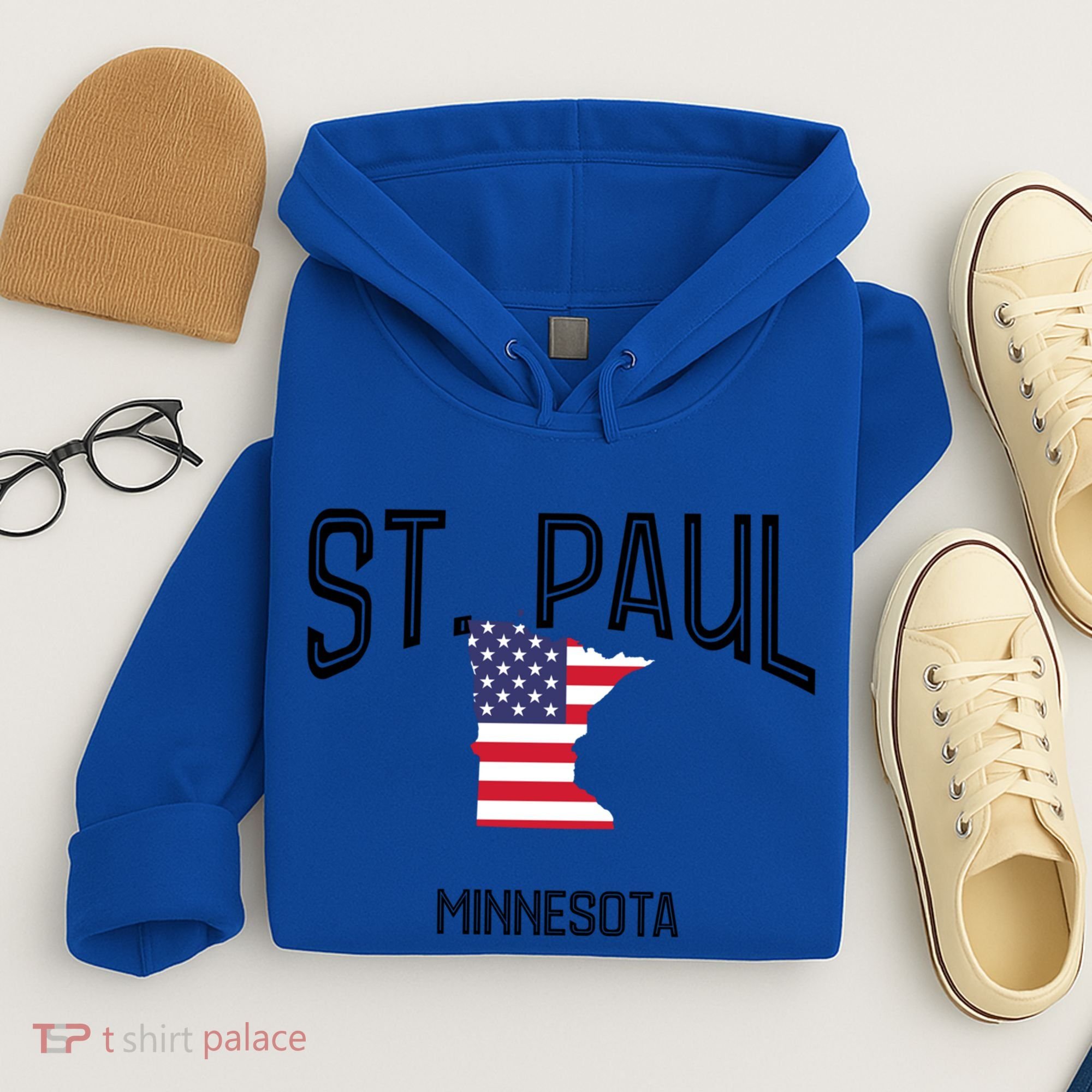 St Paul Minnesota Mn Throwback Retro Usa Flag Meaningful Gift Hoodie