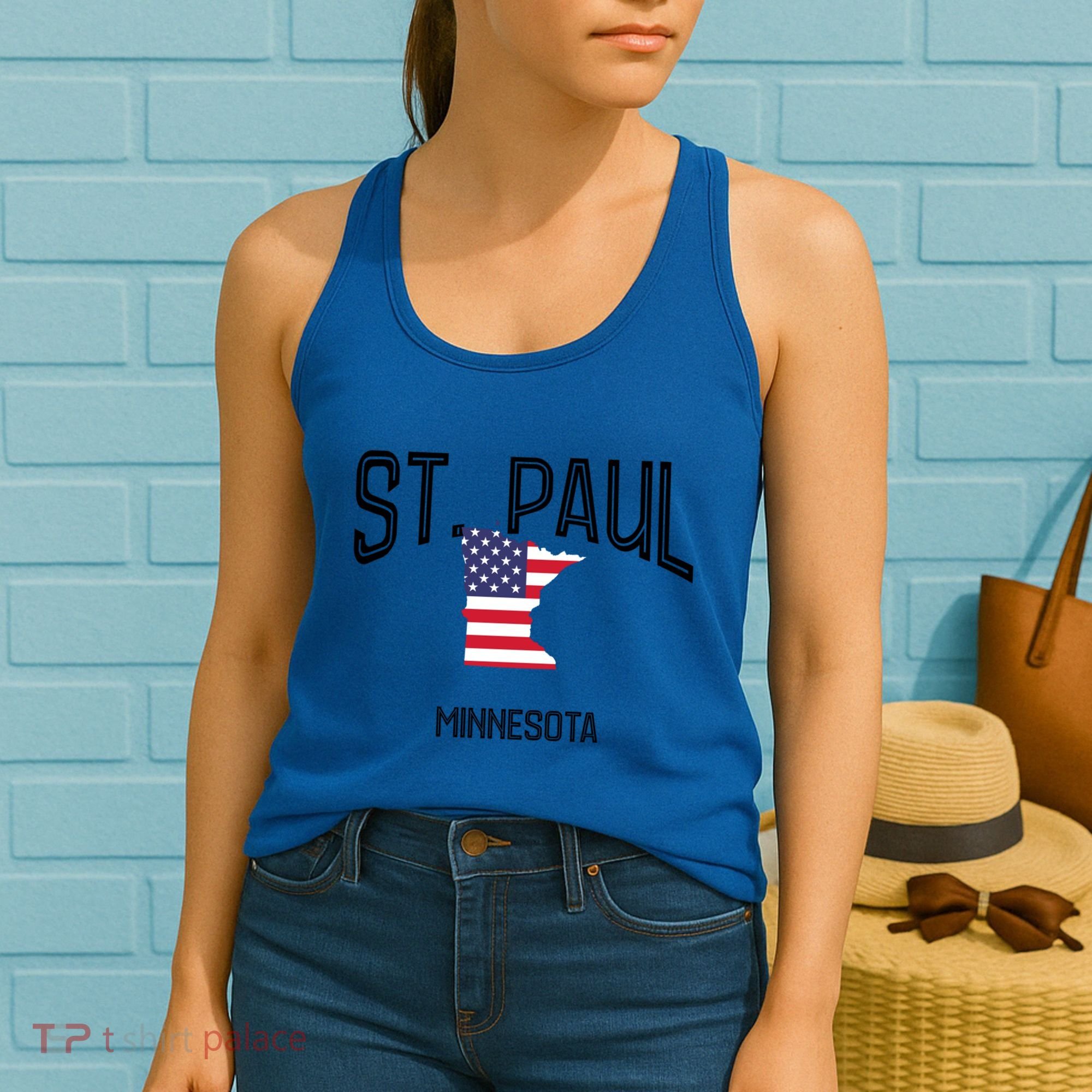 St Paul Minnesota Mn Throwback Retro Usa Flag Meaningful Gift Women's Tank Top