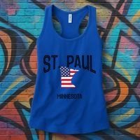 St Paul Minnesota Mn Throwback Retro Usa Flag Meaningful Gift Women's Tank Top thumb 3