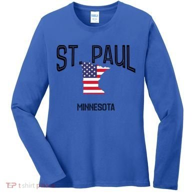 St Paul Minnesota Mn Throwback Retro Usa Flag Meaningful Gift Women's Long Sleeve Shirt