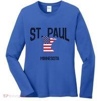 St Paul Minnesota Mn Throwback Retro Usa Flag Meaningful Gift Women's Long Sleeve Shirt thumb 0