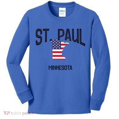 St Paul Minnesota Mn Throwback Retro Usa Flag Meaningful Gift Kids Long Sleeve Shirt