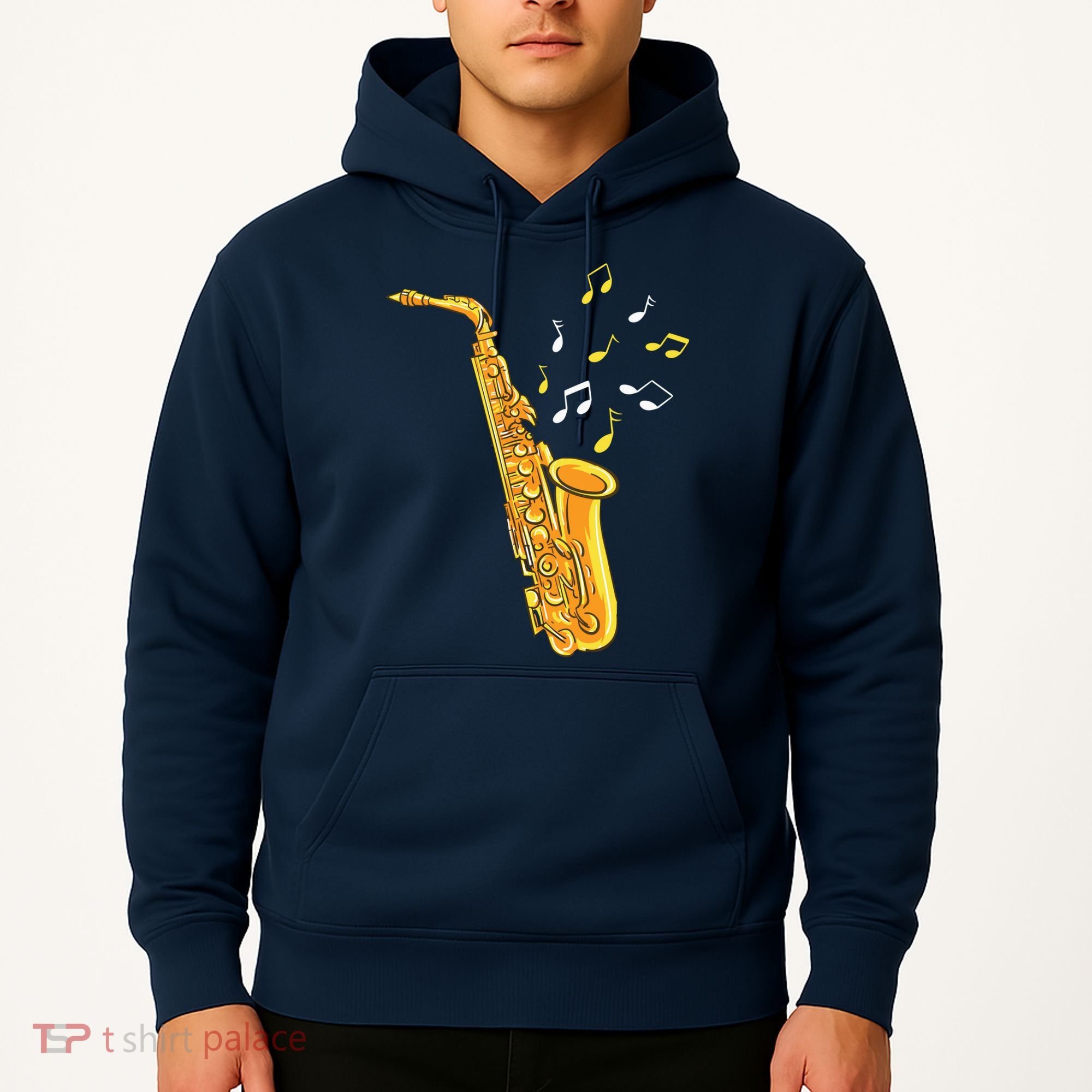 Saxophone Player Musical Notes Saxophonist Jazz Musician Sax Hoodie