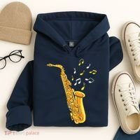 Saxophone Player Musical Notes Saxophonist Jazz Musician Sax Hoodie thumb 4