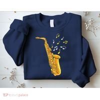 Saxophone Player Musical Notes Saxophonist Jazz Musician Sax Sweatshirt thumb 2