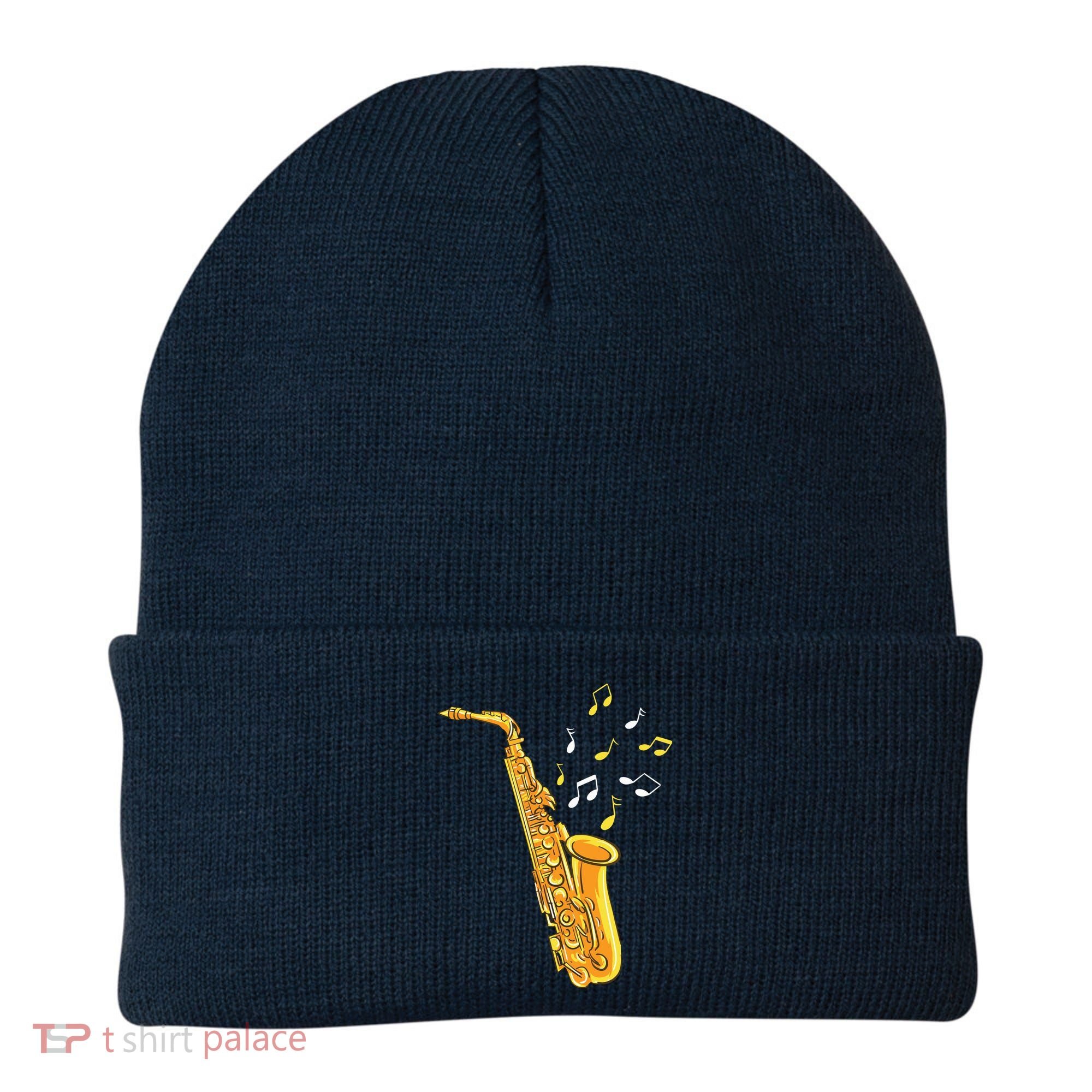 Saxophone Player Musical Notes Saxophonist Jazz Musician Sax Beanie