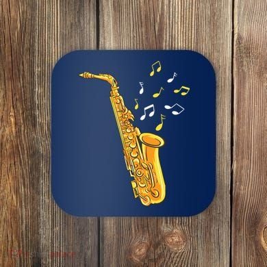 Saxophone Player Musical Notes Saxophonist Jazz Musician Sax Coaster
