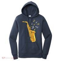 Saxophone Player Musical Notes Saxophonist Jazz Musician Sax Women's Hoodie thumb 0