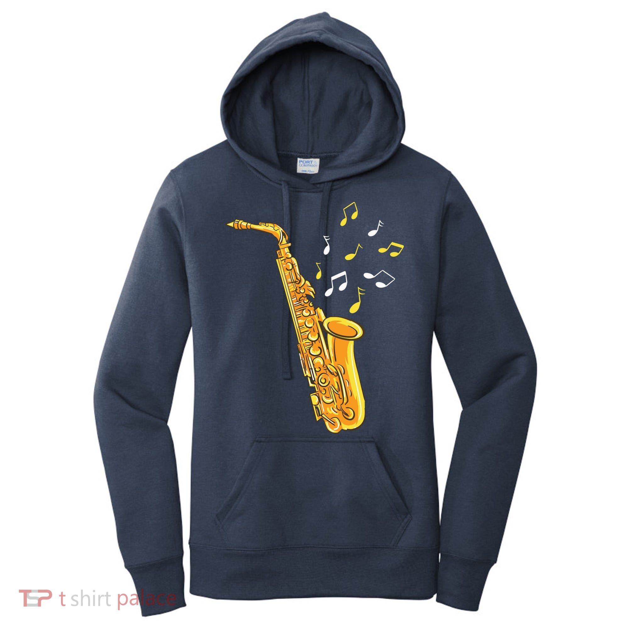 Saxophone Player Musical Notes Saxophonist Jazz Musician Sax Women's Hoodie