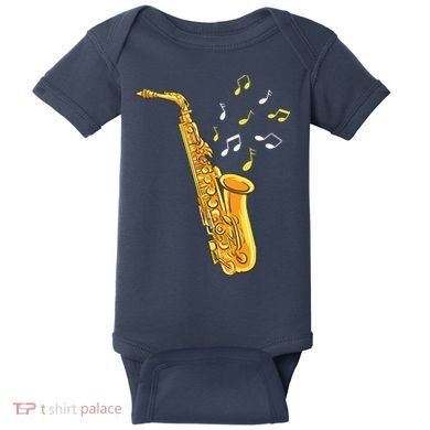 Saxophone Player Musical Notes Saxophonist Jazz Musician Sax Baby Bodysuit