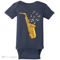 Saxophone Player Musical Notes Saxophonist Jazz Musician Sax Baby Bodysuit thumb 0