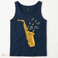 Saxophone Player Musical Notes Saxophonist Jazz Musician Sax Tank Top thumb 2