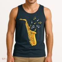 Saxophone Player Musical Notes Saxophonist Jazz Musician Sax Tank Top thumb 3