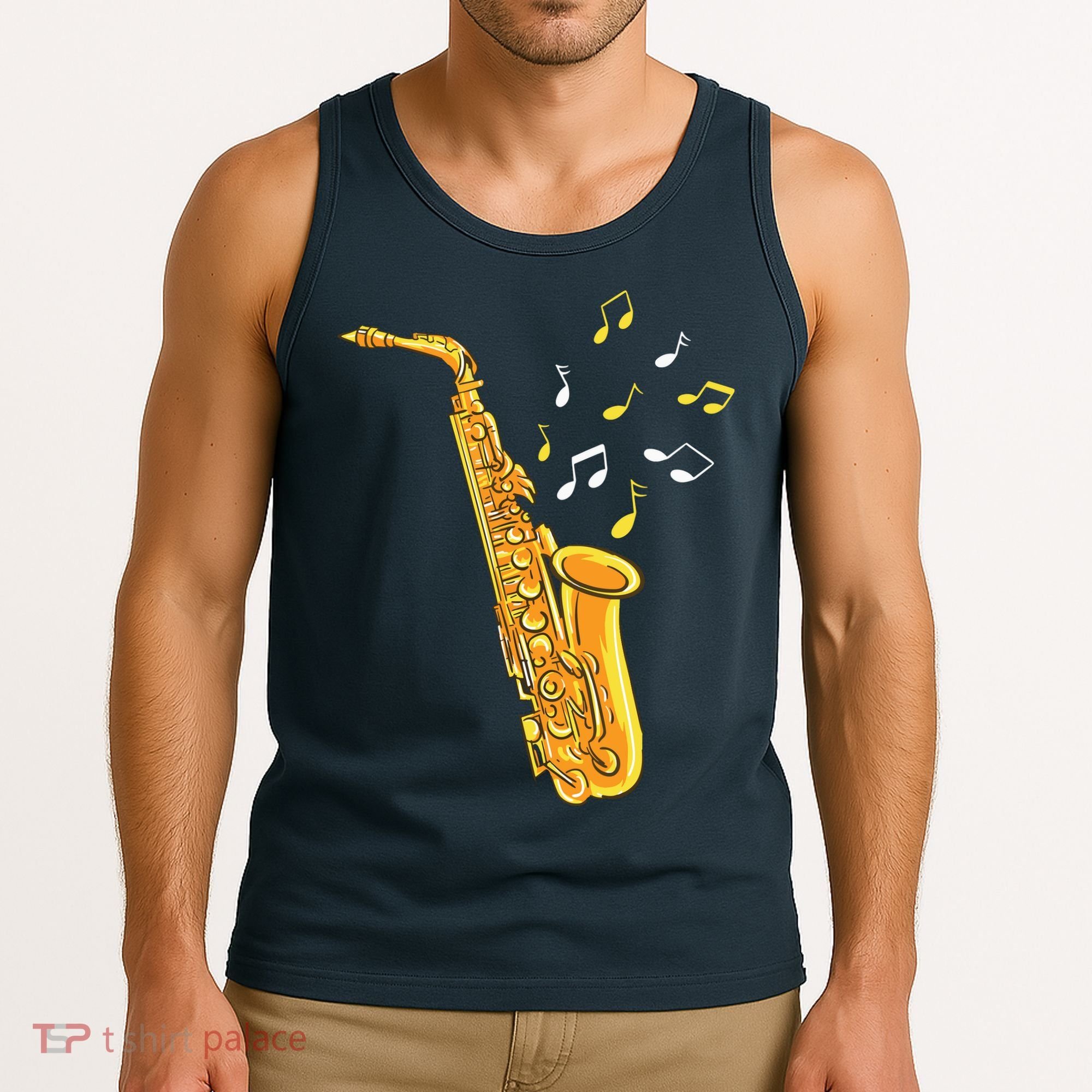 Saxophone Player Musical Notes Saxophonist Jazz Musician Sax Tank Top