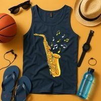Saxophone Player Musical Notes Saxophonist Jazz Musician Sax Tank Top thumb 4