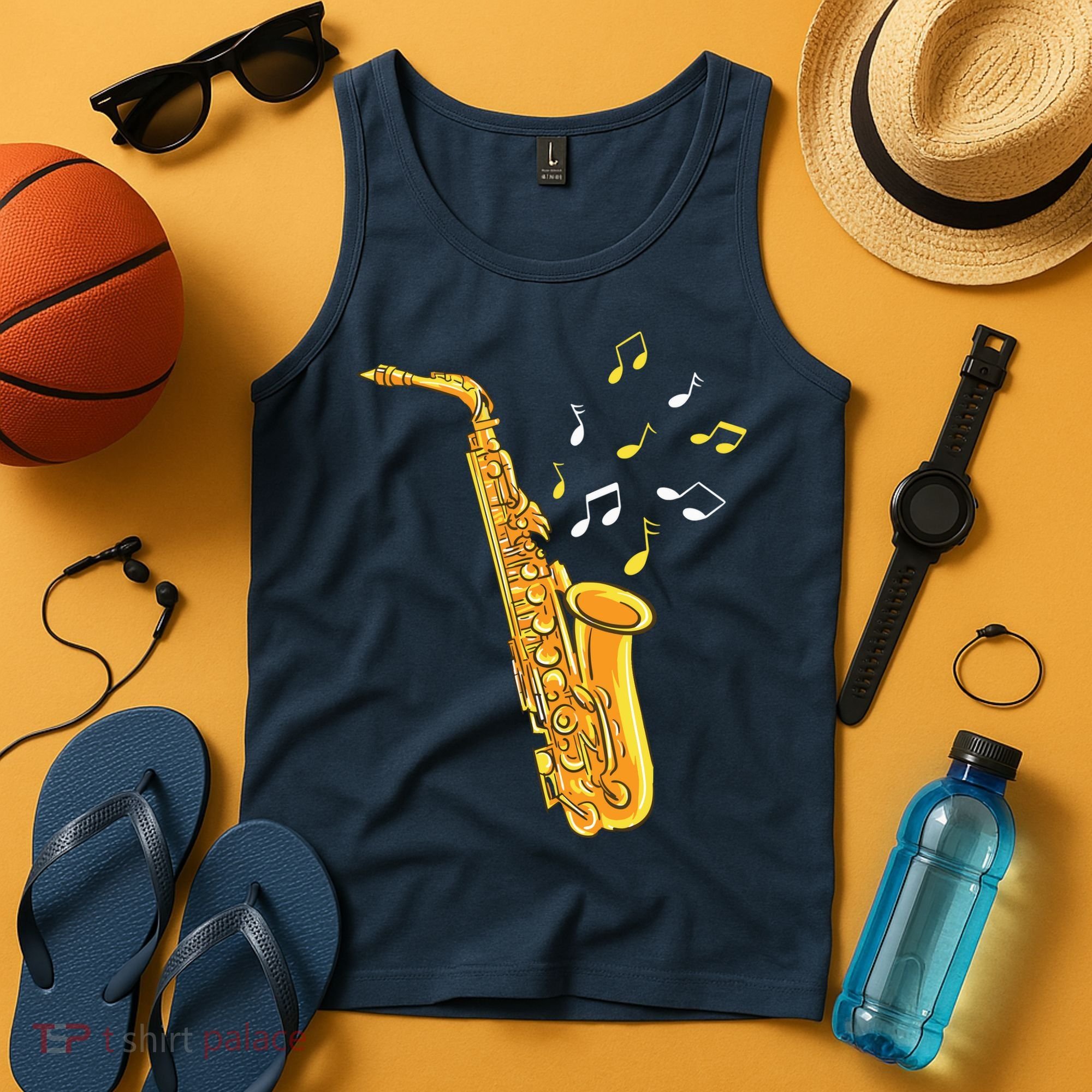 Saxophone Player Musical Notes Saxophonist Jazz Musician Sax Tank Top