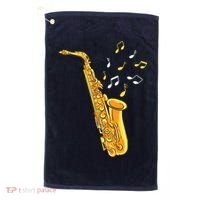 Saxophone Player Musical Notes Saxophonist Jazz Musician Sax Golf Towel thumb 0
