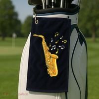 Saxophone Player Musical Notes Saxophonist Jazz Musician Sax Golf Towel thumb 2