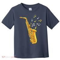 Saxophone Player Musical Notes Saxophonist Jazz Musician Sax Toddler T-Shirt thumb 0