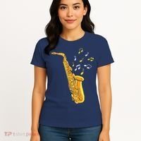 Saxophone Player Musical Notes Saxophonist Jazz Musician Sax Women's T-Shirt thumb 4