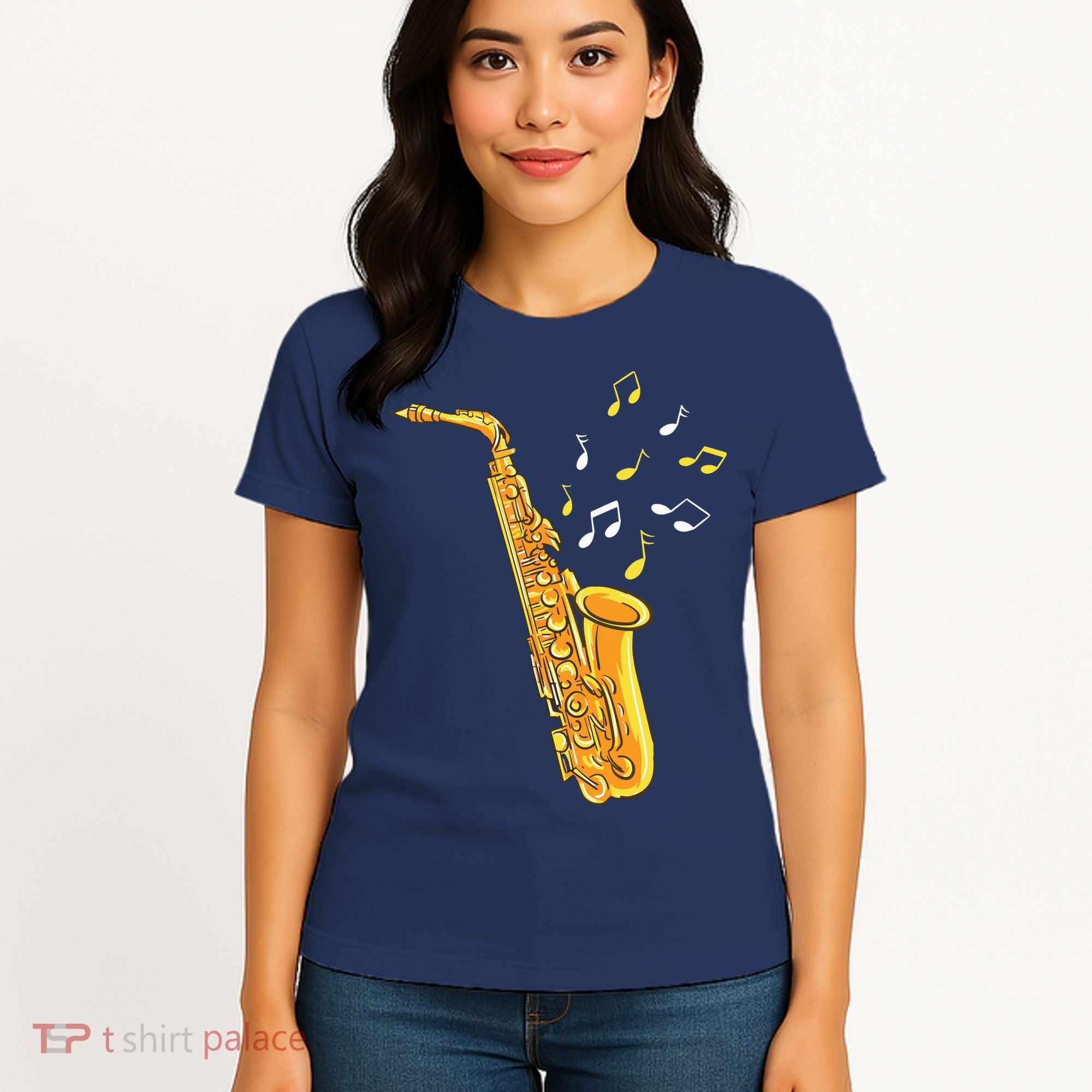 Saxophone Player Musical Notes Saxophonist Jazz Musician Sax Women's T-Shirt