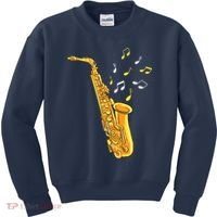 Saxophone Player Musical Notes Saxophonist Jazz Musician Sax Kids Sweatshirt thumb 0