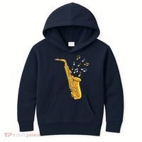 Saxophone Player Musical Notes Saxophonist Jazz Musician Sax Kids Hoodie thumb 0