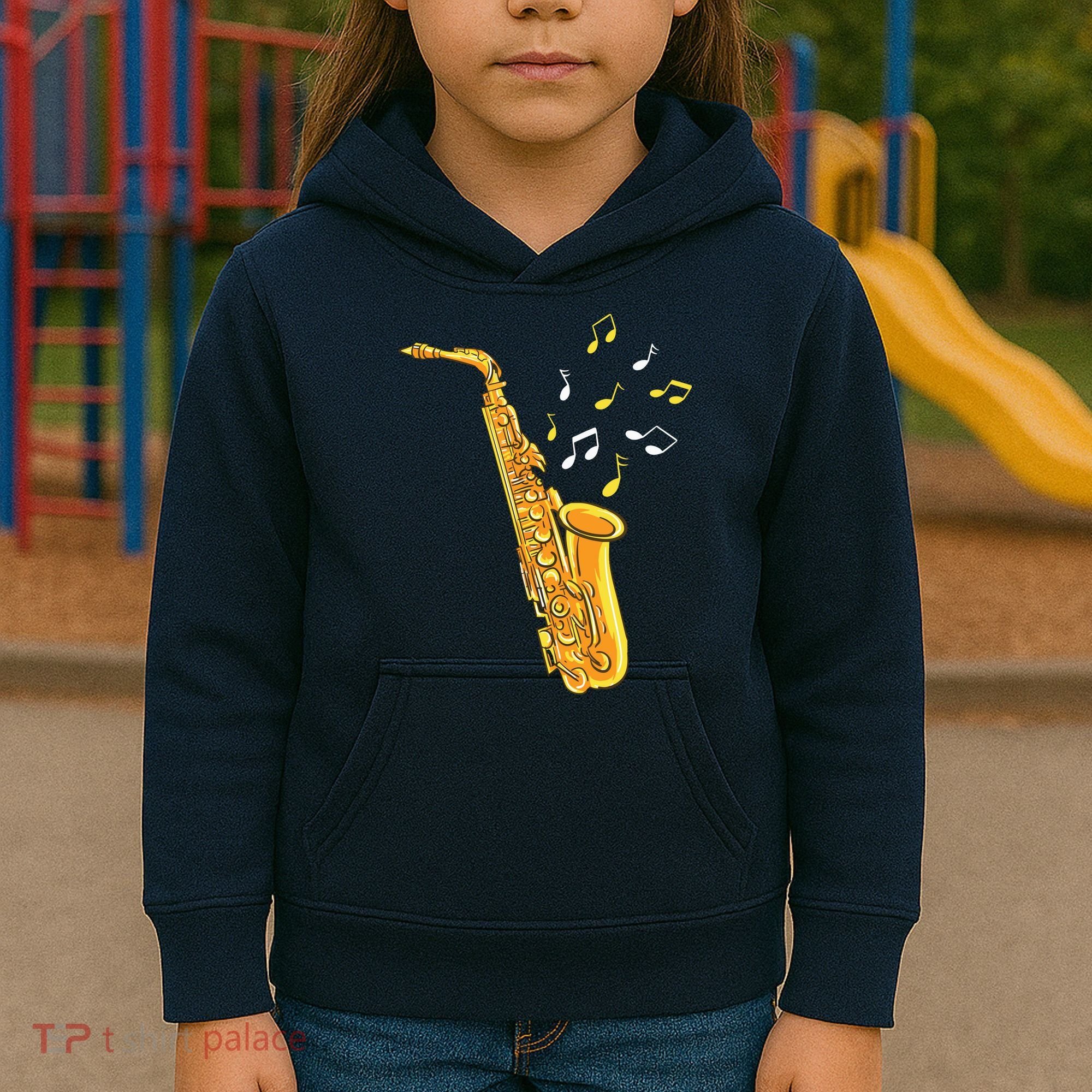 Saxophone Player Musical Notes Saxophonist Jazz Musician Sax Kids Hoodie