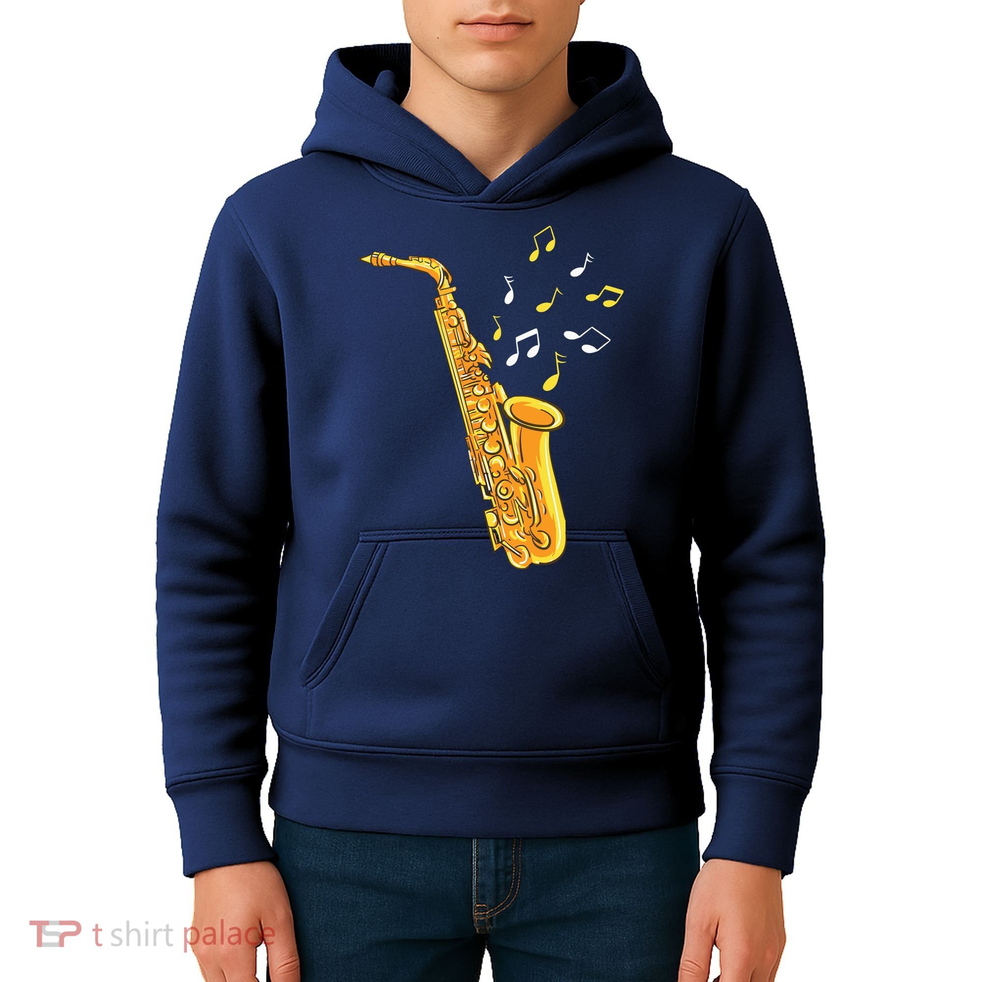 Saxophone Player Musical Notes Saxophonist Jazz Musician Sax Kids Hoodie