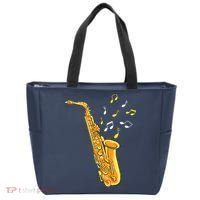 Saxophone Player Musical Notes Saxophonist Jazz Musician Sax Tote Bag thumb 0