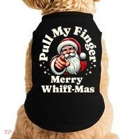 Santa Pull My Finger Christmas Holiday Fart Joke Doggie Tank thumb 0