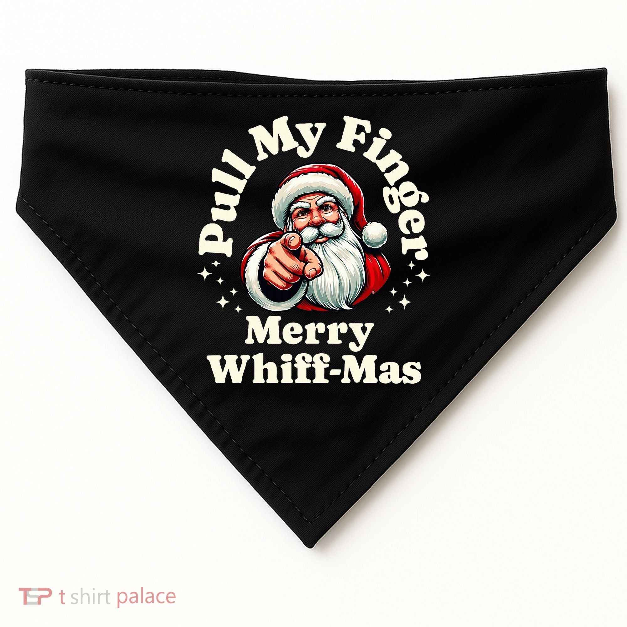 Santa Pull My Finger Christmas Holiday Fart Joke USA-Made Doggie Bandana