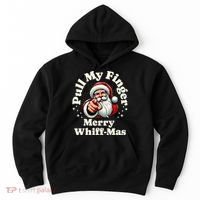 Santa Pull My Finger Christmas Holiday Fart Joke Hoodie thumb 0
