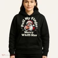 Santa Pull My Finger Christmas Holiday Fart Joke Hoodie thumb 5