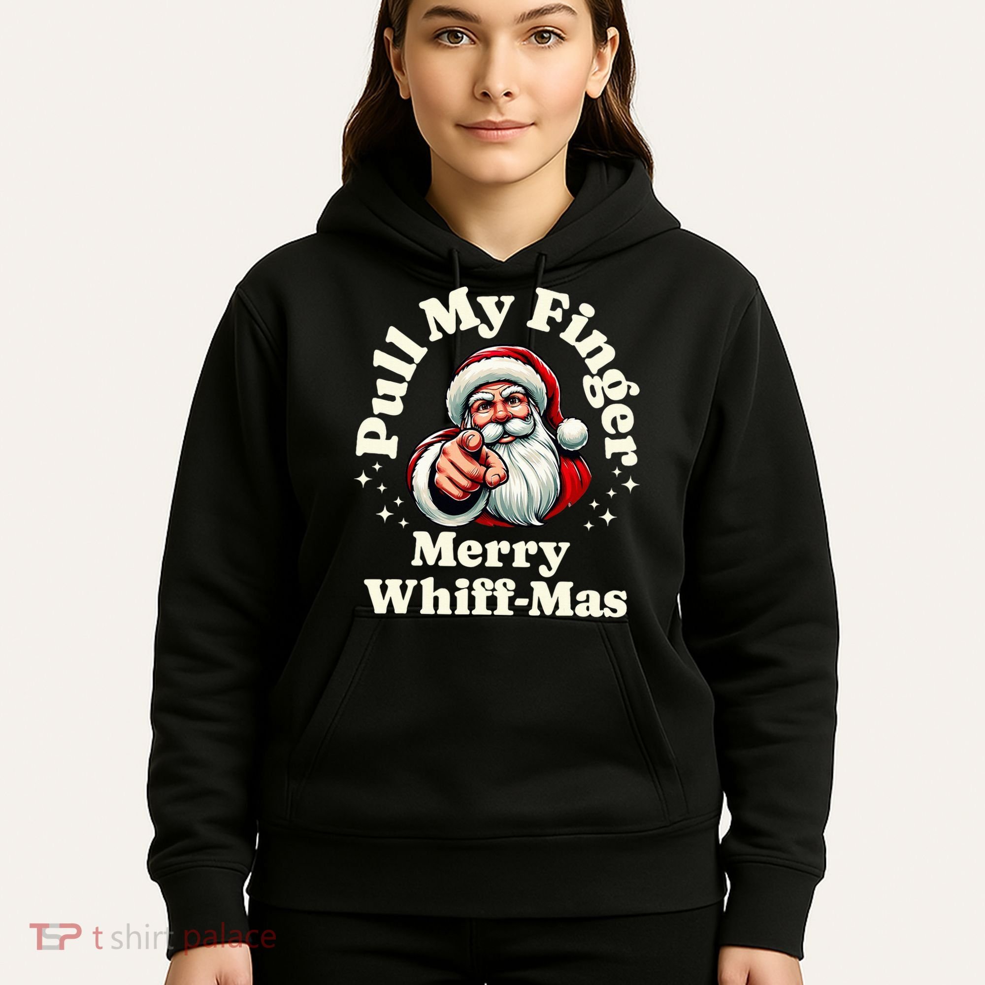 Santa Pull My Finger Christmas Holiday Fart Joke Hoodie