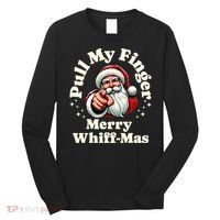 Santa Pull My Finger Christmas Holiday Fart Joke Long Sleeve Shirt thumb 0