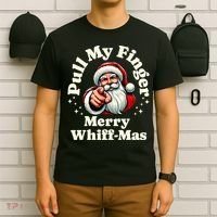 Santa Pull My Finger Christmas Holiday Fart Joke T-Shirt thumb 6