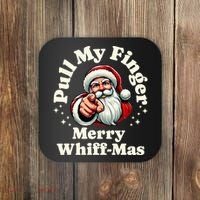 Santa Pull My Finger Christmas Holiday Fart Joke Coaster thumb 0