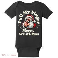 Santa Pull My Finger Christmas Holiday Fart Joke Baby Bodysuit thumb 0
