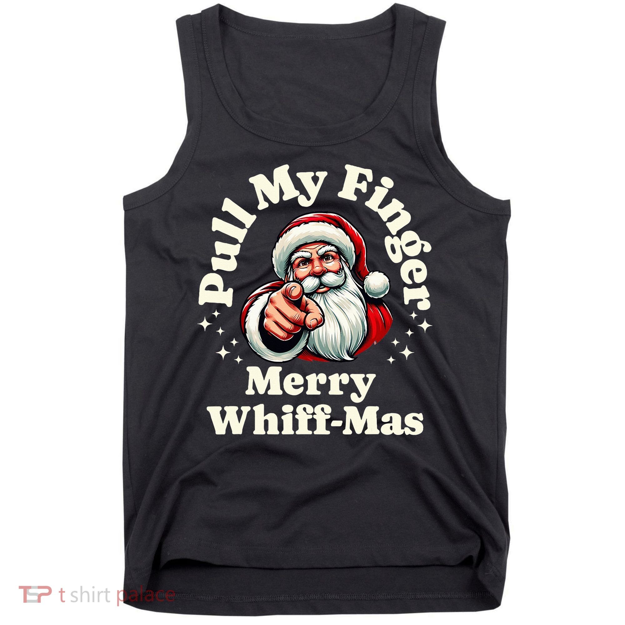 Santa Pull My Finger Christmas Holiday Fart Joke Tank Top