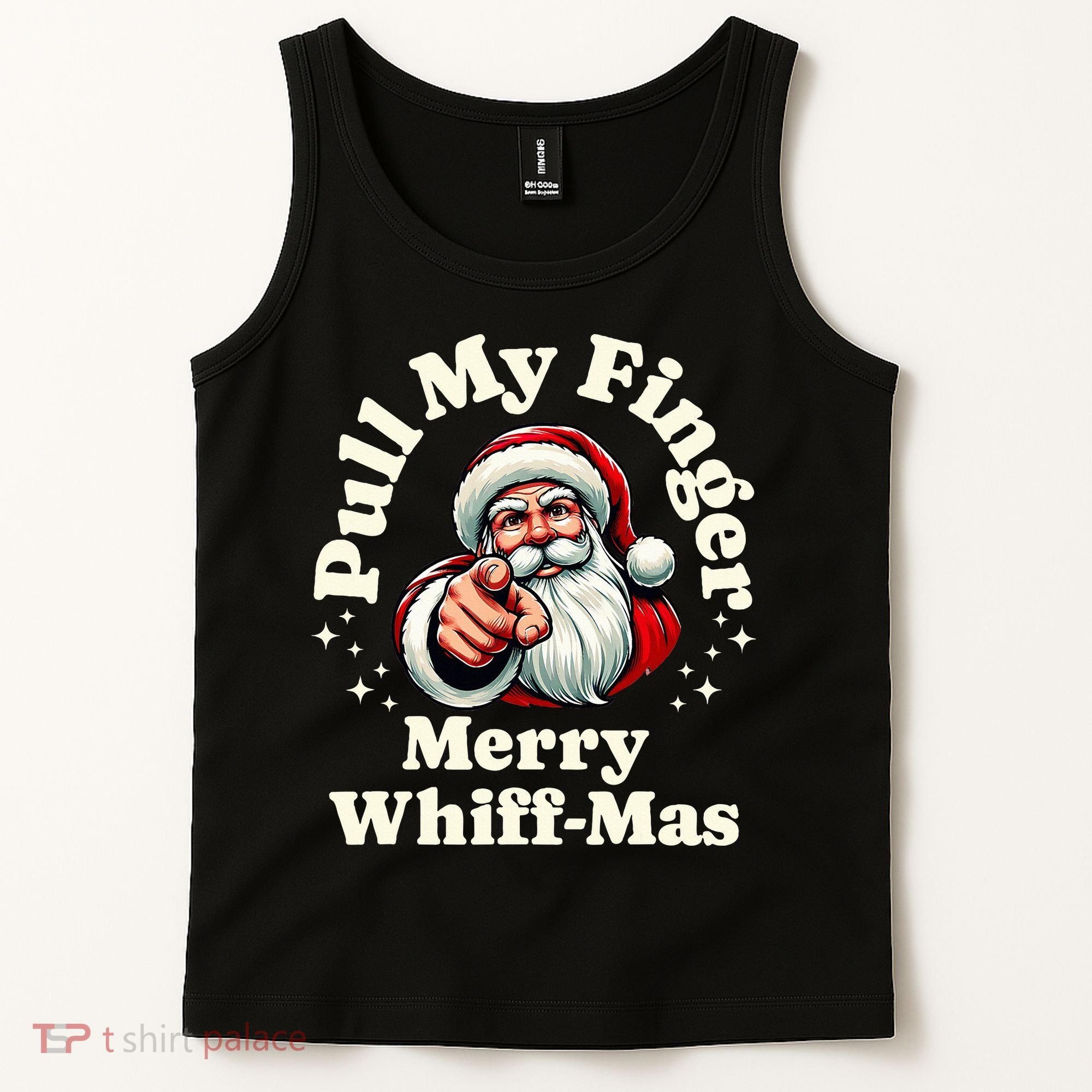 Santa Pull My Finger Christmas Holiday Fart Joke Tank Top