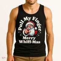 Santa Pull My Finger Christmas Holiday Fart Joke Tank Top thumb 3