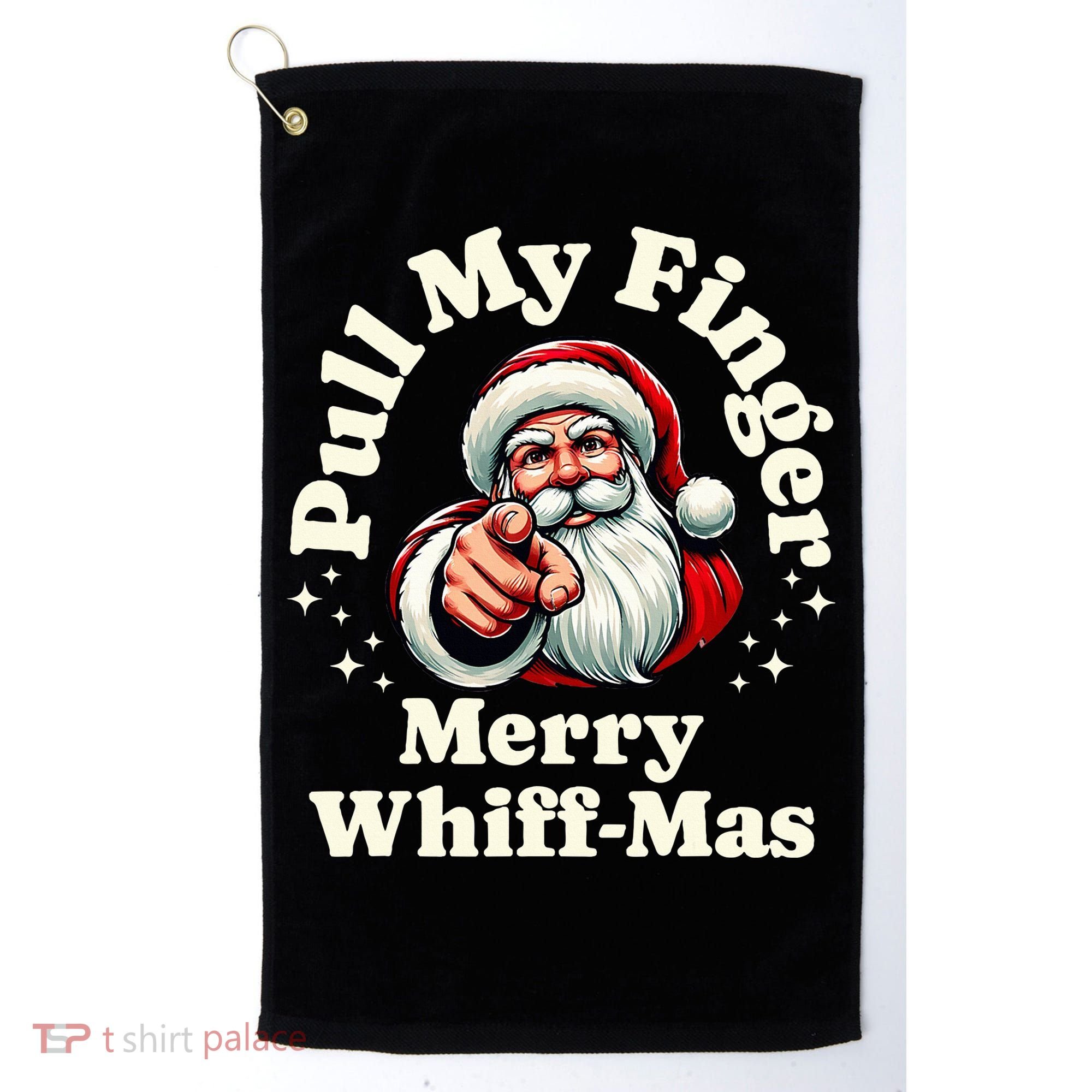 Santa Pull My Finger Christmas Holiday Fart Joke Golf Towel