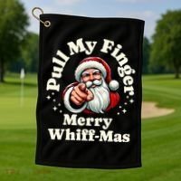 Santa Pull My Finger Christmas Holiday Fart Joke Golf Towel thumb 1