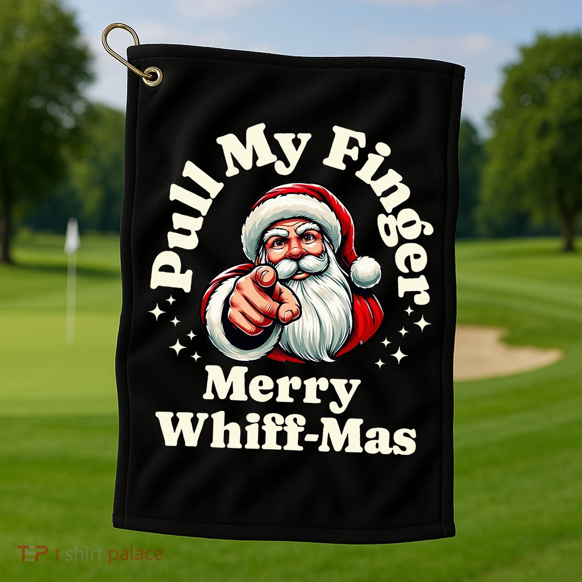 Santa Pull My Finger Christmas Holiday Fart Joke Golf Towel
