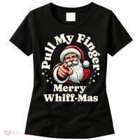 Santa Pull My Finger Christmas Holiday Fart Joke Women's T-Shirt thumb 0