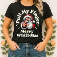 Santa Pull My Finger Christmas Holiday Fart Joke Women's T-Shirt thumb 2