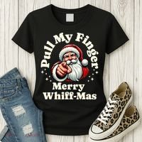 Santa Pull My Finger Christmas Holiday Fart Joke Women's T-Shirt thumb 3